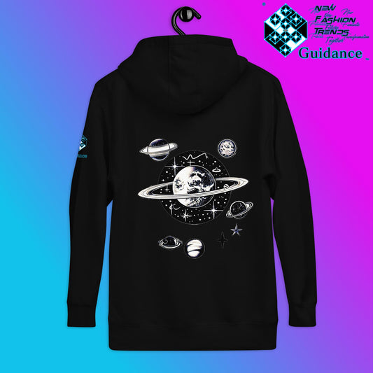 Stellar Symphony Hoodie – Celestial Planet Alignment by XGuidance Black 2