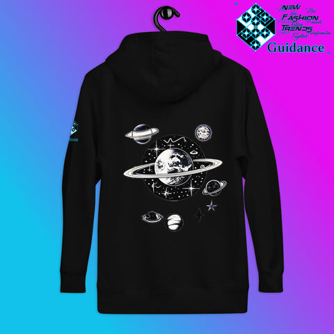 Stellar Symphony Hoodie – Celestial Planet Alignment by XGuidance Black 2