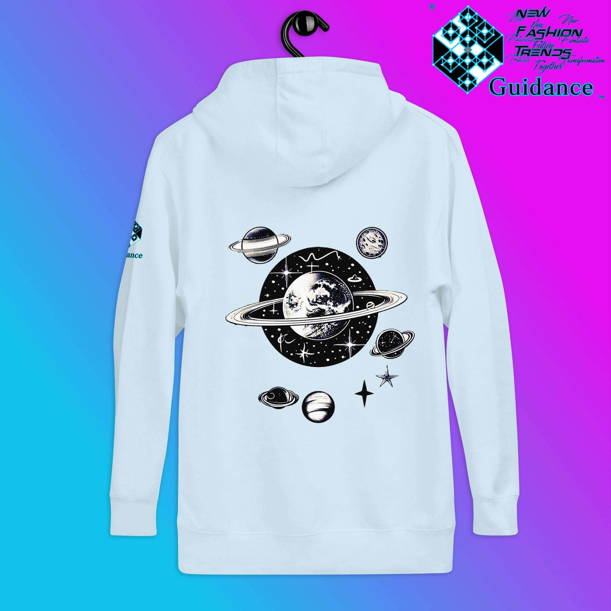 Stellar Symphony Hoodie – Celestial Planet Alignment by XGuidance Black 34