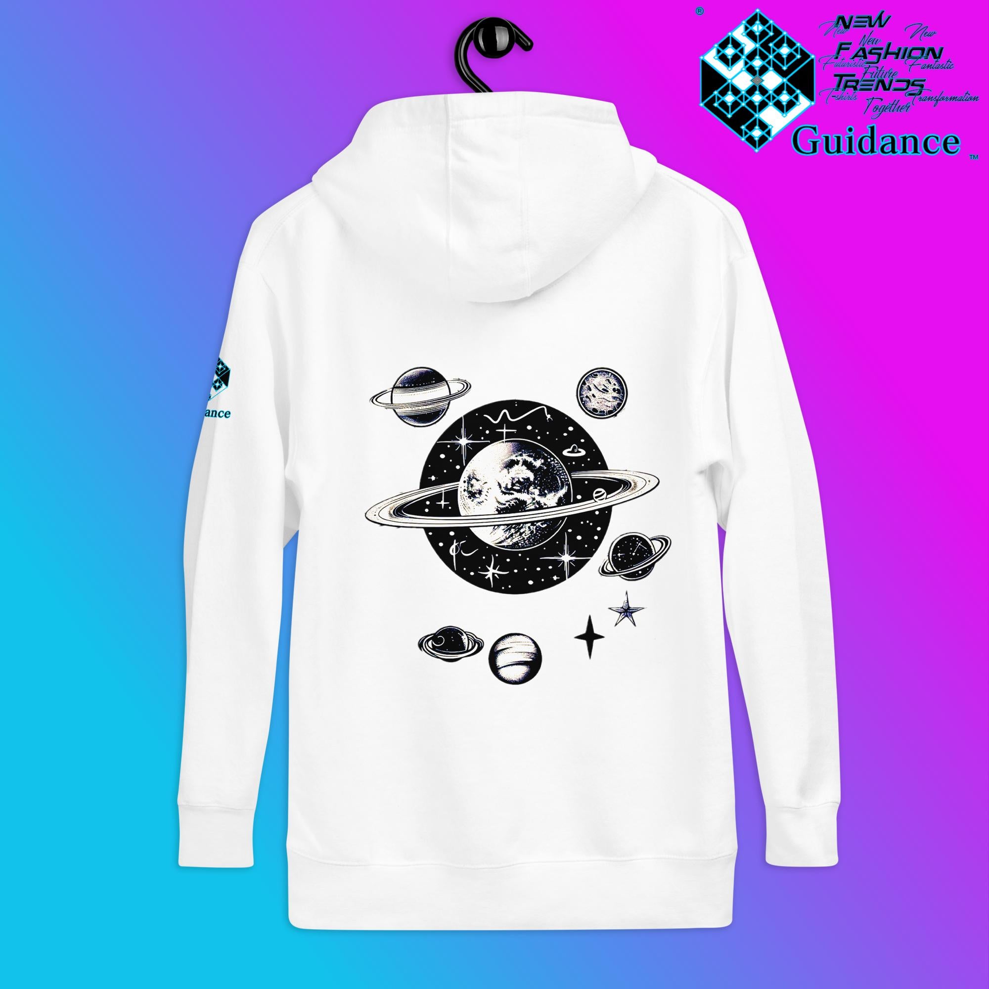 Stellar Symphony Hoodie – Celestial Planet Alignment by XGuidance Black 36