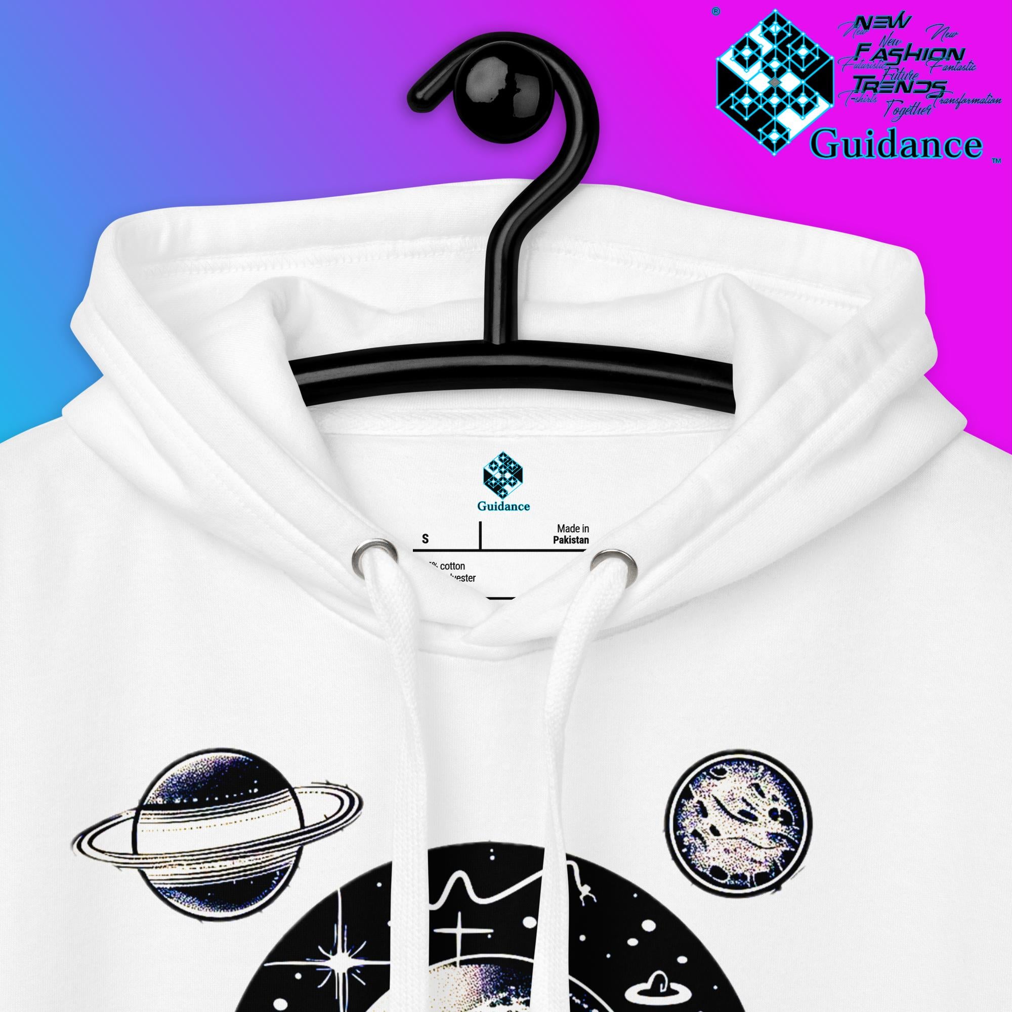 Stellar Symphony Hoodie – Celestial Planet Alignment by XGuidance Black 38