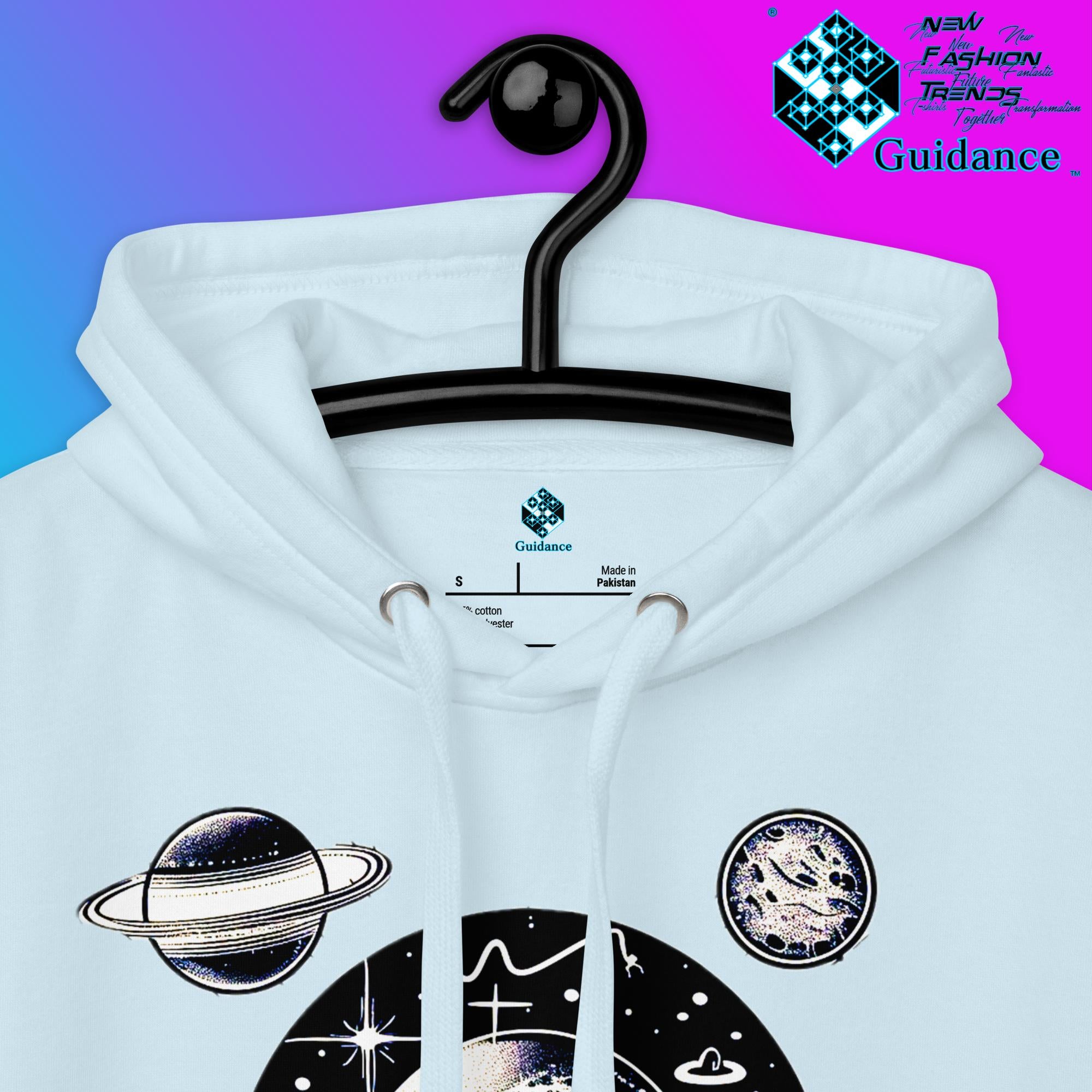 Stellar Symphony Hoodie – Celestial Planet Alignment by XGuidance Black 39