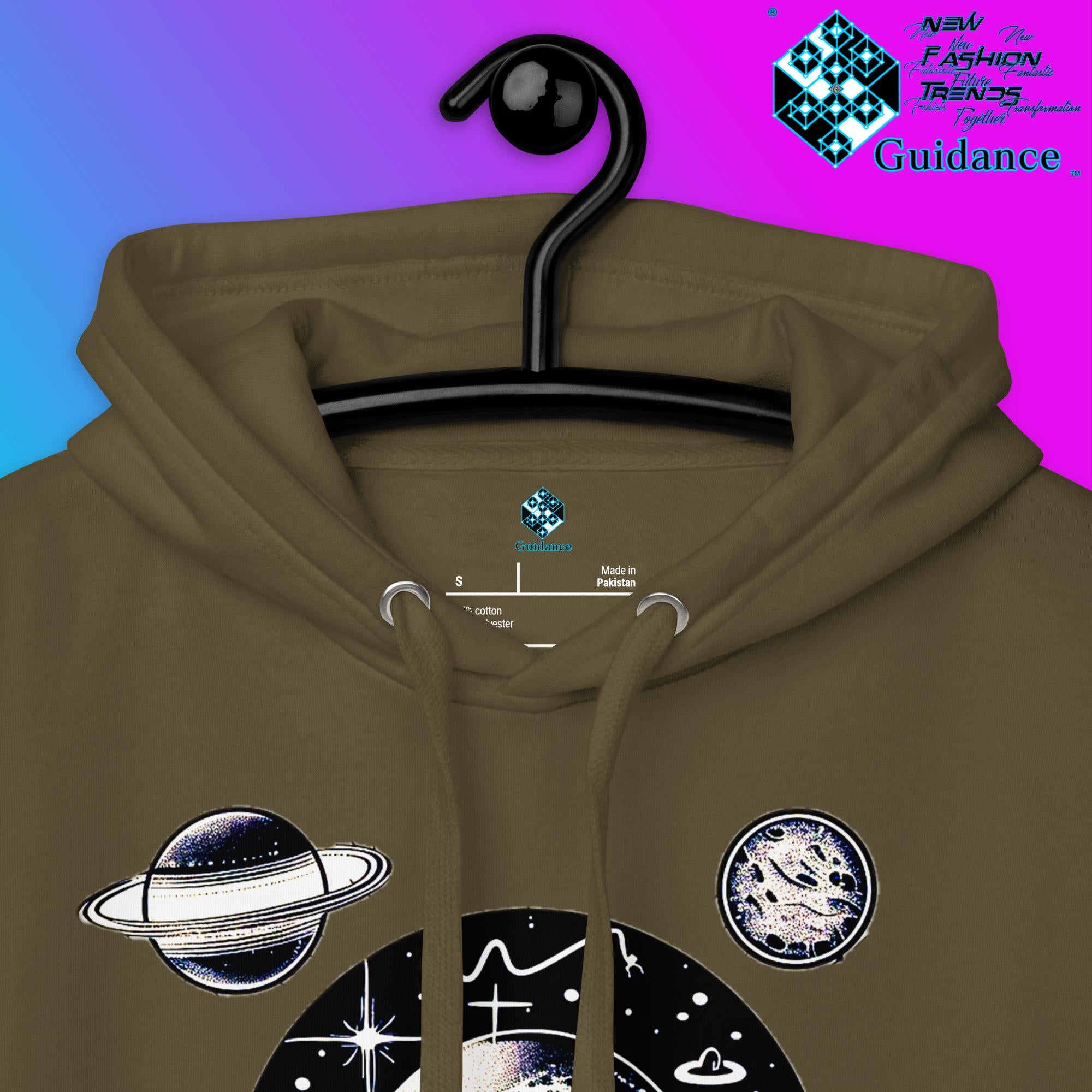 Stellar Symphony Hoodie – Celestial Planet Alignment by XGuidance Black 44