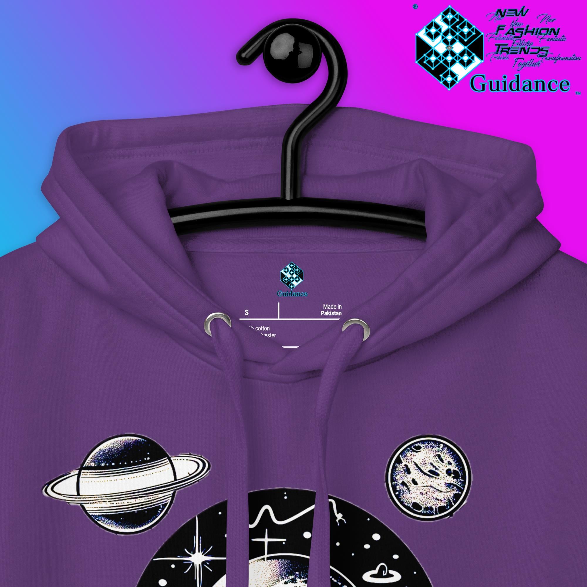 Stellar Symphony Hoodie – Celestial Planet Alignment by XGuidance Black 46