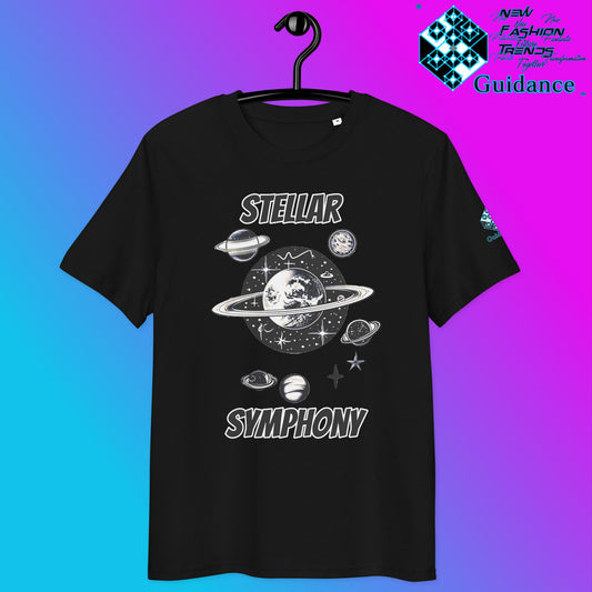Stellar Symphony T-Shirt with Cosmic Planet Design by XGuidance Black 2