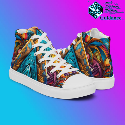 Structural Serenity High Top Shoes – Geometric Streetwear Sneakers by XGuidance Black 7