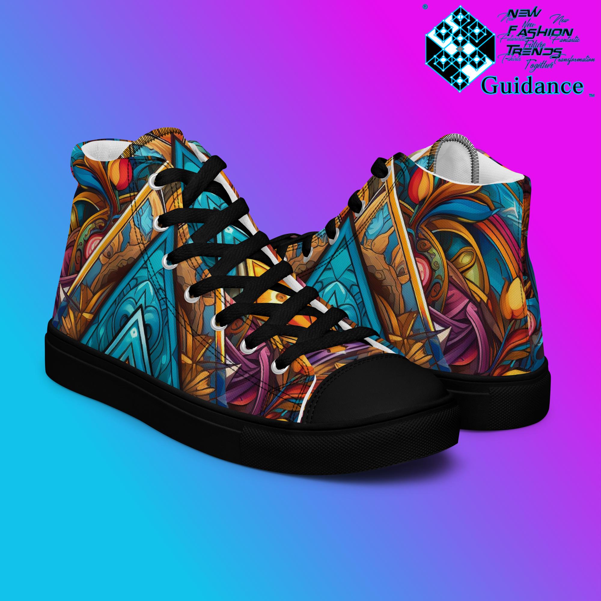 Structural Serenity High Top Shoes – Geometric Streetwear Sneakers by XGuidance Black 8