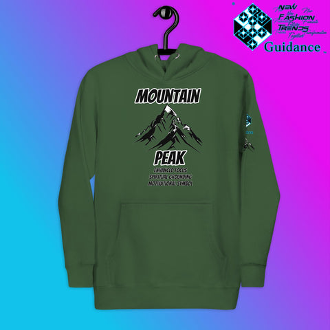 Summit of Serenity Hoodie – Symbolic Mountain Art by XGuidance Forest Green 12