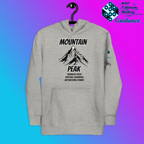 Summit of Serenity Hoodie – Symbolic Mountain Art by XGuidance Carbon Grey 3