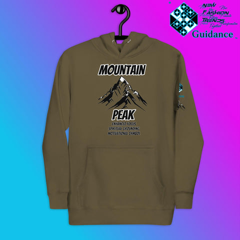 Summit of Serenity Hoodie – Symbolic Mountain Art by XGuidance Military Green 8