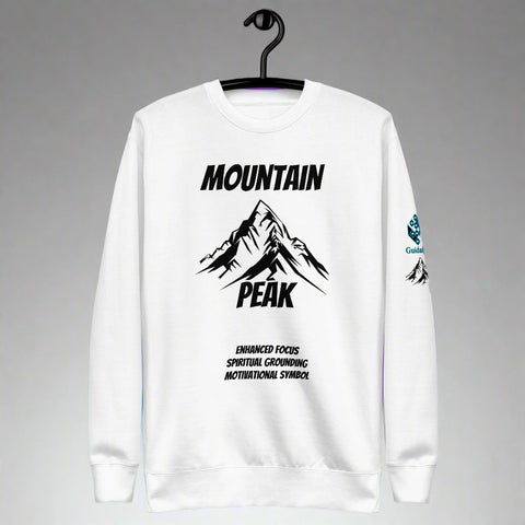 Summit of Serenity Sweatshirt with Mountain Design by XGuidance White 1