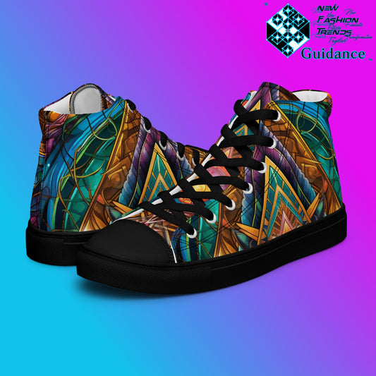 Symmetry Motion High Top Shoes – Geometric Festival Sneakers by XGuidance Black 1