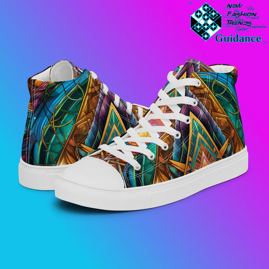 Symmetry Motion High Top Shoes – Geometric Festival Sneakers by XGuidance White 2