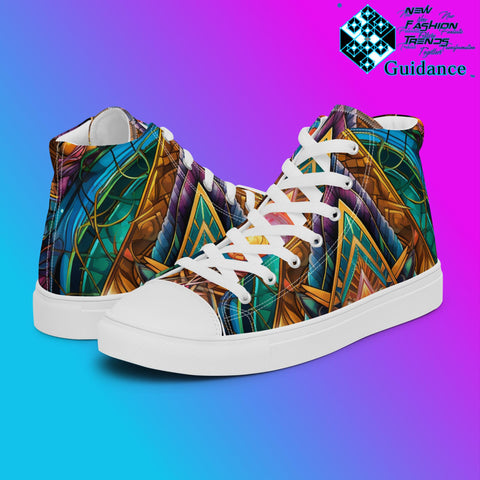 Symmetry Motion High Top Shoes – Geometric Festival Sneakers by XGuidance White 2
