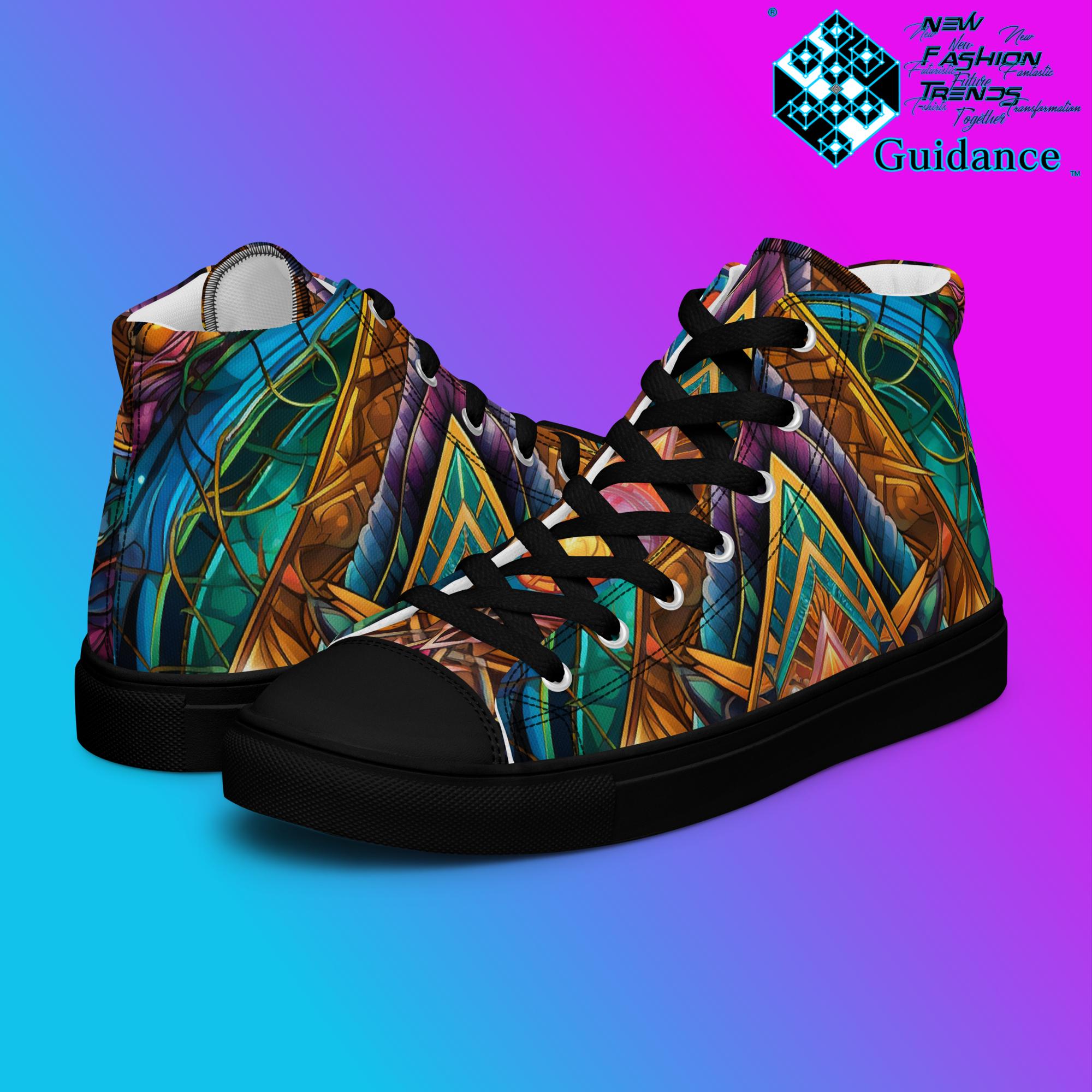 Symmetry Motion High Top Shoes – Geometric Festival Sneakers by XGuidance Black 4