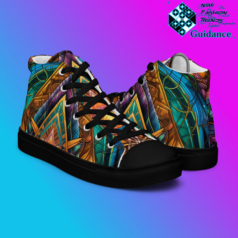 Symmetry Motion High Top Shoes – Geometric Festival Sneakers by XGuidance Black 8
