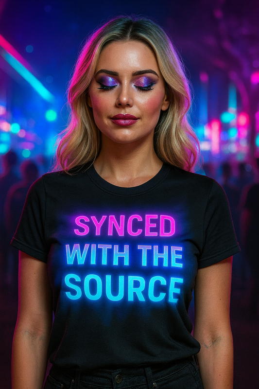Synced With The Source T-Shirt, Neon Spiritual Festival T-Shirts by XGuidance XS 1