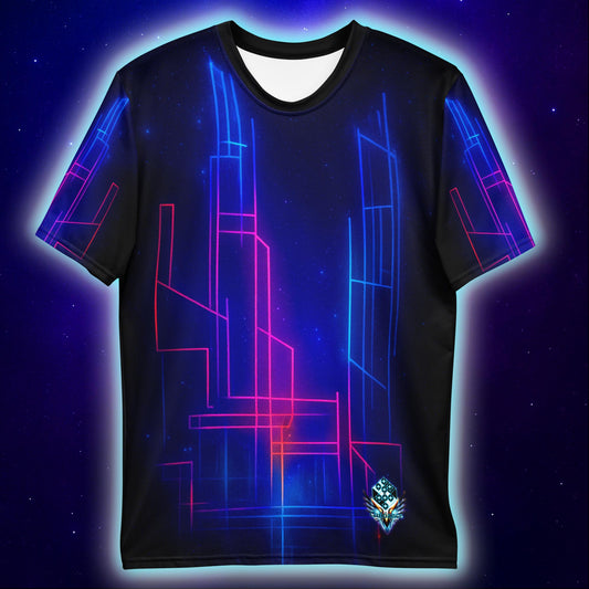 Synth City Skyline T-Shirt, Neon Techwear T-Shirts by XGuidance XS 2