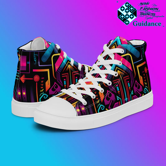 Techno Sunburst – Futuristic Neon Sneakers Sneakers by XGuidance White 1