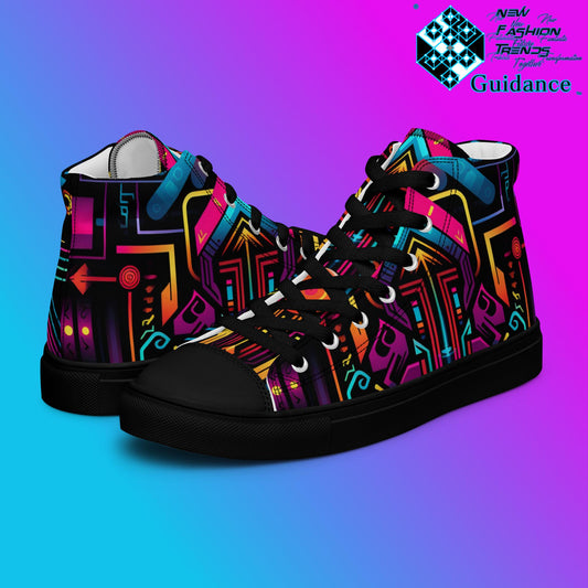 Techno Sunburst – Futuristic Neon Sneakers Sneakers by XGuidance Black 2