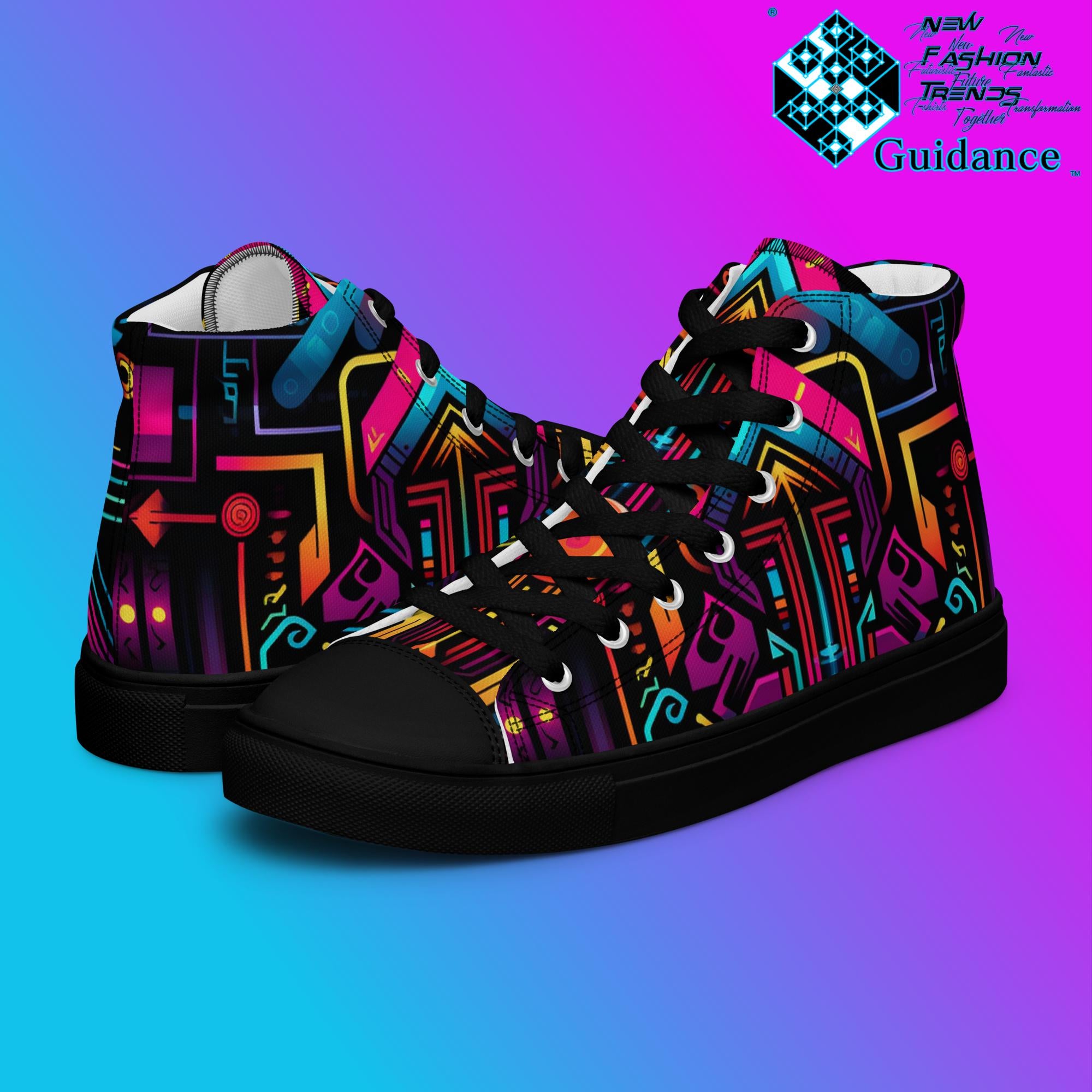Techno Sunburst – Futuristic Neon Sneakers Sneakers by XGuidance Black 6
