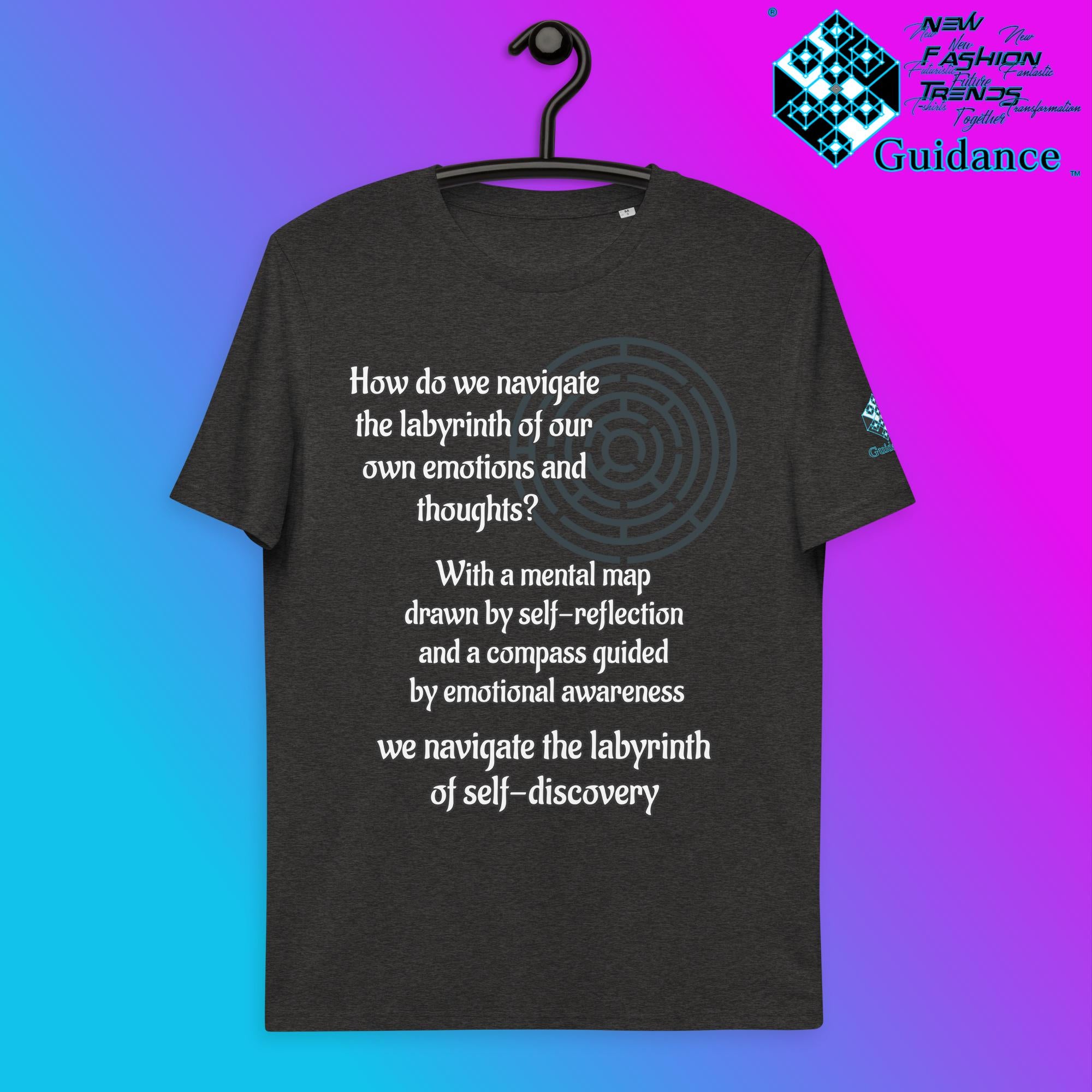 The Labyrinth T-Shirt with Self-Discovery Quote by XGuidance Dark Heather Grey 10