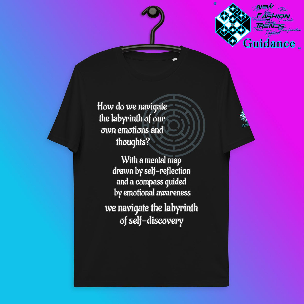 The Labyrinth T-Shirt with Self-Discovery Quote by XGuidance Black 1