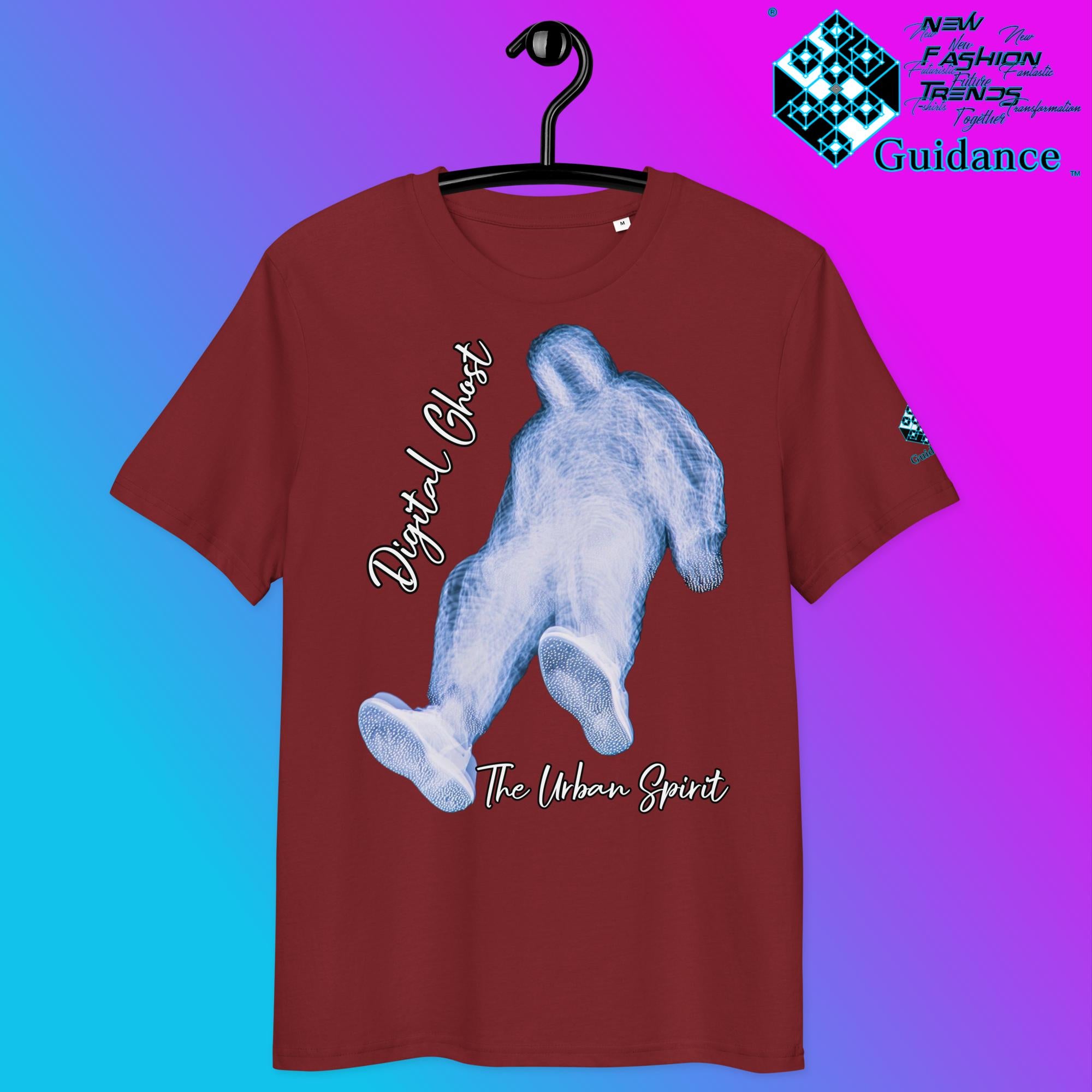 The Urban Spirit Tee – Digital Ghost Streetwear Vibes by XGuidance Burgundy 3