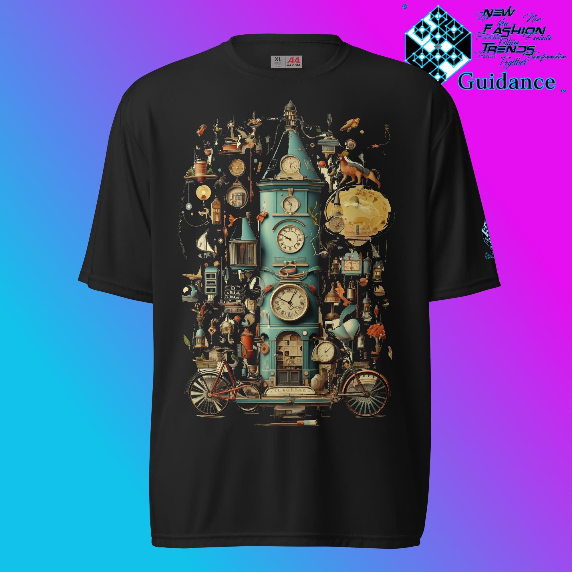 Time Warp Chronicles Vintage Clock T Shirt by XGuidance Black 2