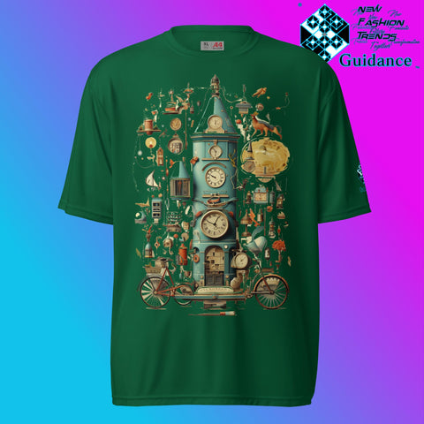 Time Warp Chronicles Vintage Clock T Shirt by XGuidance Forest Green 3