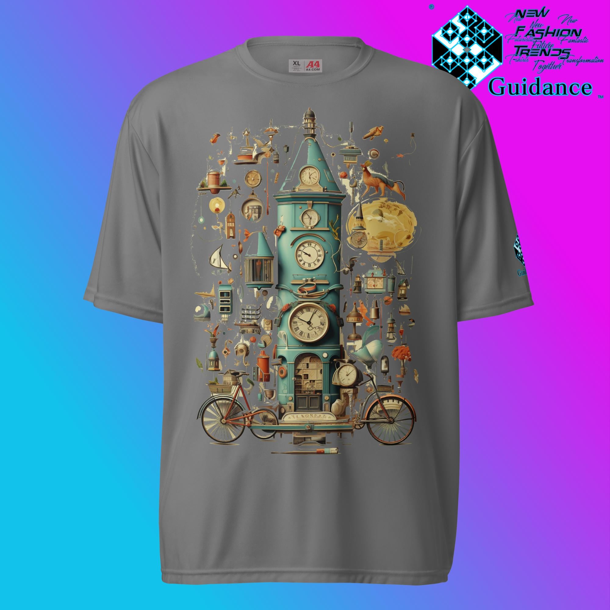 Time Warp Chronicles Vintage Clock T Shirt by XGuidance Graphite 4