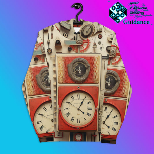Timeless Elegance Hoodie with Vintage Clock Design by XGuidance 2XS 1