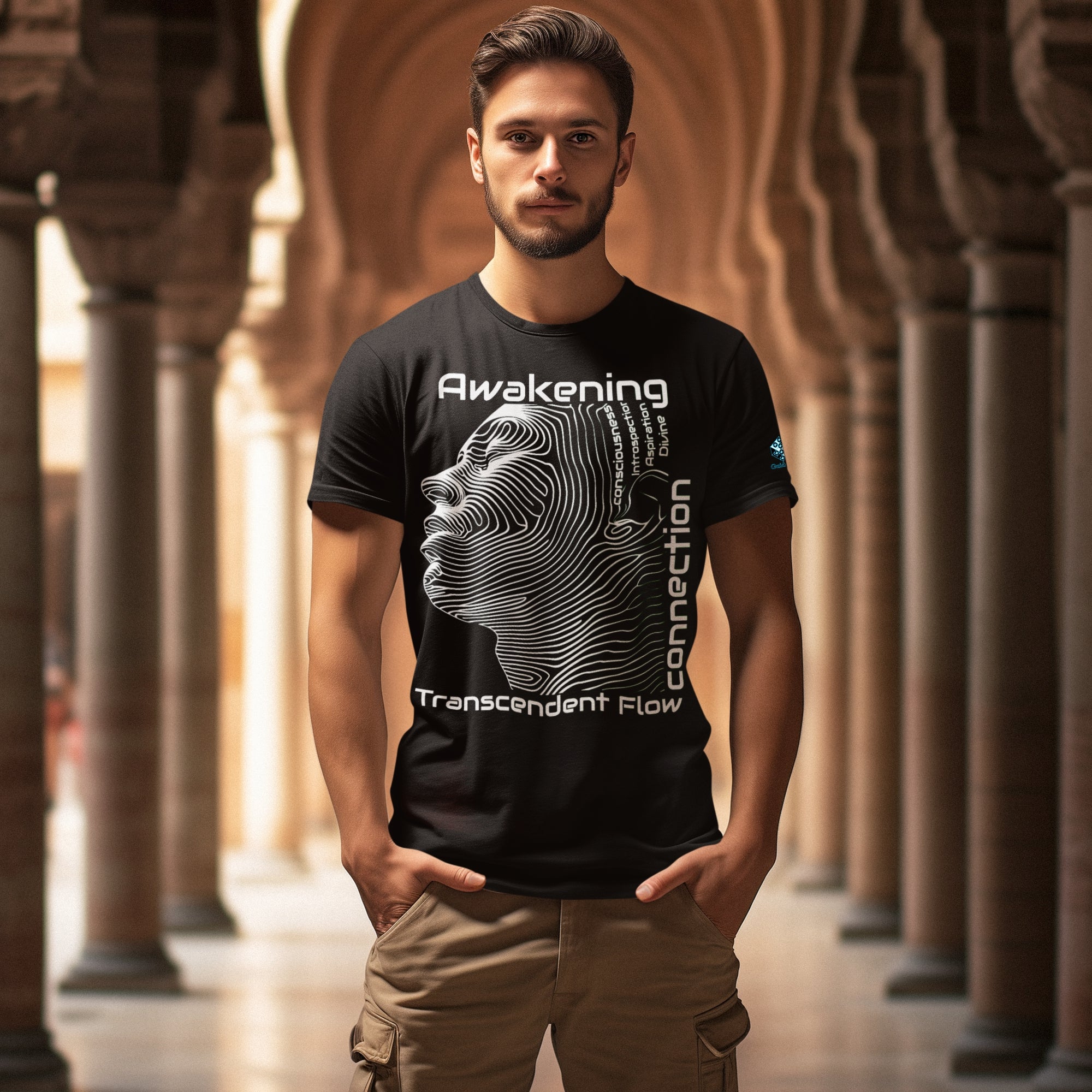 Transcendent Flow T-Shirt – Awakening & Inner Connection by XGuidance Black 3