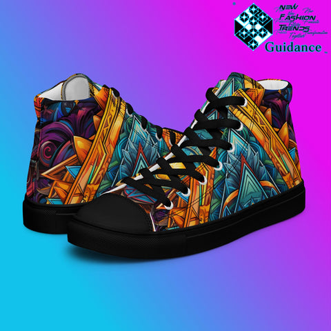 Transcendent Reverie High Top Shoes – Ethereal Streetwear Sneakers by XGuidance Black 1
