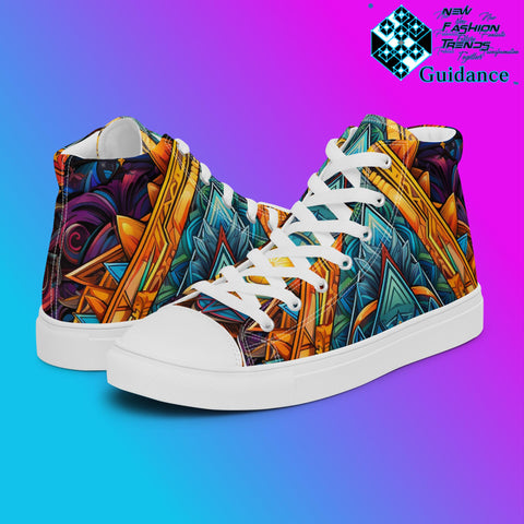 Transcendent Reverie High Top Shoes – Ethereal Streetwear Sneakers by XGuidance White 2