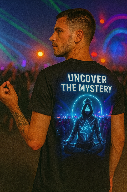 Uncover the Mystery T-Shirt, Neon Festival Back T-Shirts by XGuidance XS 1