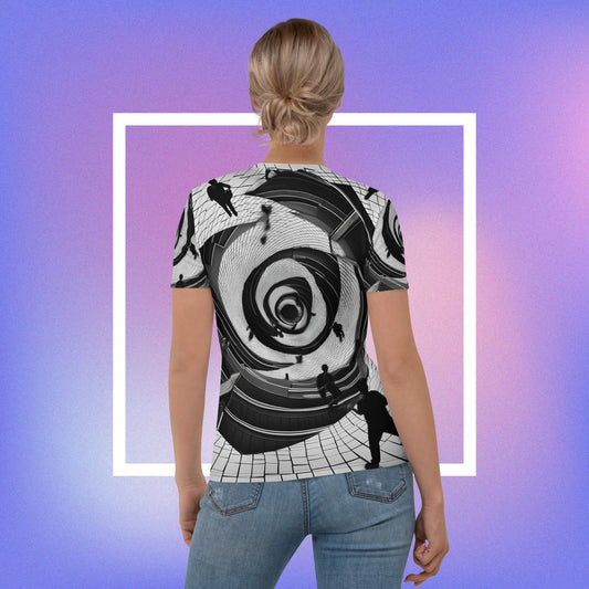 Urban Vortex Tee – Monochrome Spiral Shirt with Futuristic Vibe by XGuidance XS 2
