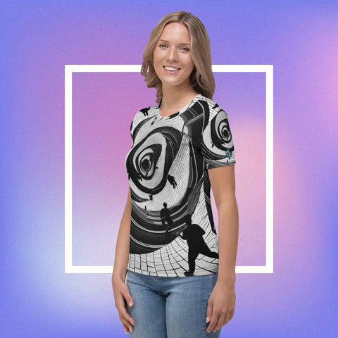 Urban Vortex Tee – Monochrome Spiral Shirt with Futuristic Vibe by XGuidance XS 3