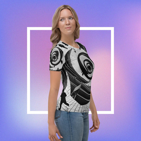 Urban Vortex Tee – Monochrome Spiral Shirt with Futuristic Vibe by XGuidance XS 4