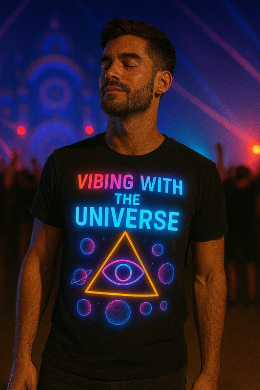 Vibing With The Universe T-Shirt, All Seeing Neon T-Shirts by XGuidance XS 1