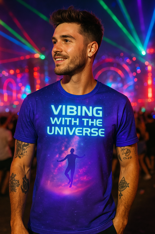 Vibing With the Universe T-Shirt, Cosmic Festival T-Shirts by XGuidance XS 1