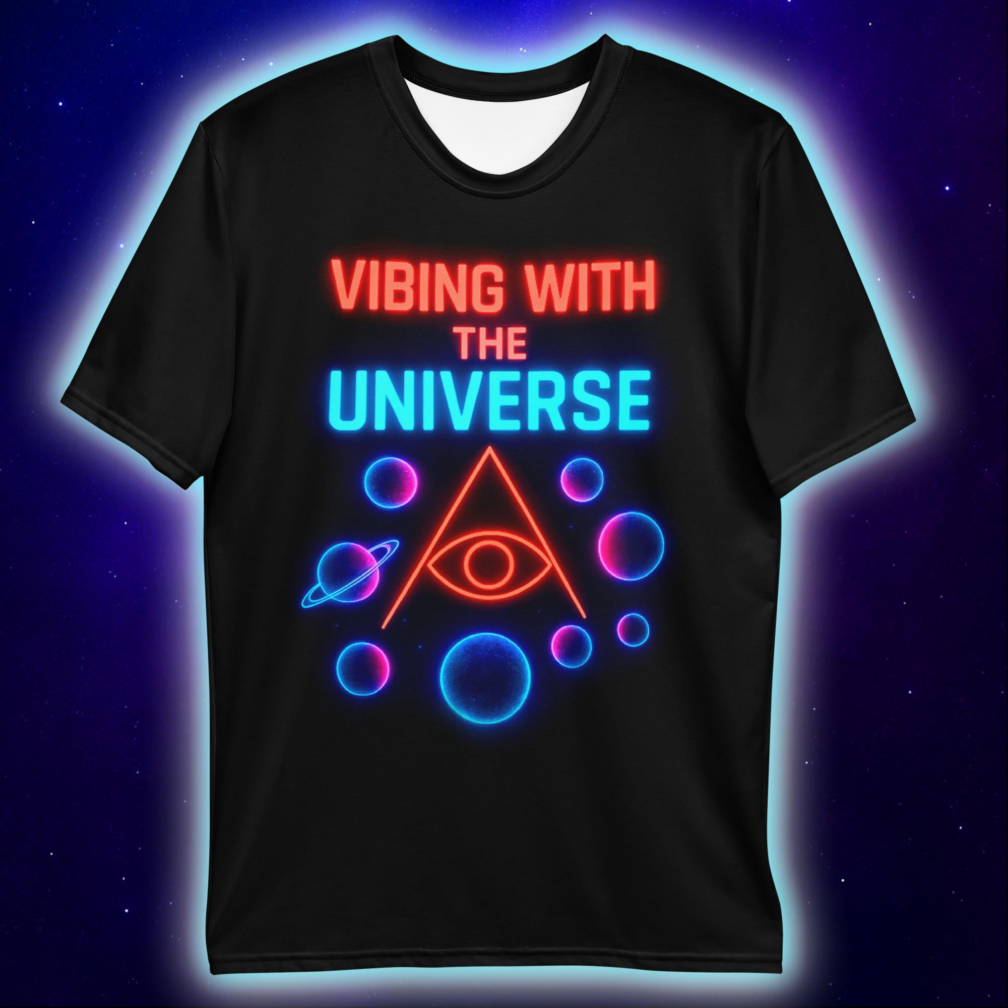 Vibing With The Universe T-Shirt, Cosmic Neon Eye T-Shirts by XGuidance XS 2