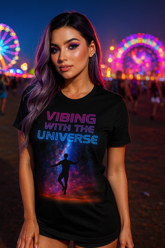 Vibing With The Universe T-Shirt, Cosmic Streetwear T-Shirts by XGuidance XS 1