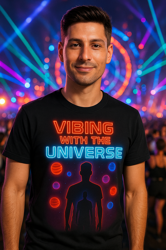 Vibing With the Universe T-Shirt, Neon Cosmic T-Shirts by XGuidance XS 1