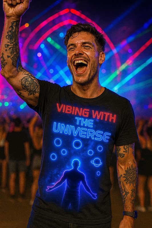 Vibing With the Universe T-Shirt – Neon Festival T-Shirts by XGuidance XS 1