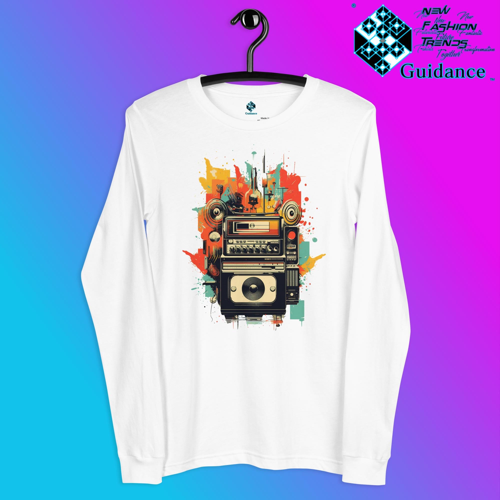 Vintage Echo Long Sleeve T-Shirt with Retro Camera Design by XGuidance White 1
