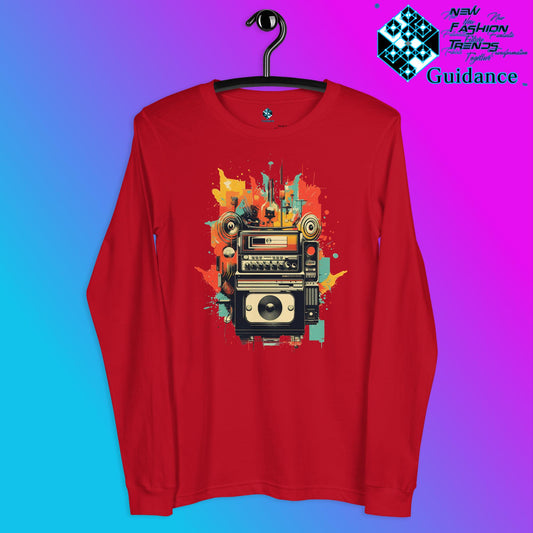Vintage Echo Long Sleeve T-Shirt with Retro Camera Design by XGuidance Red 2