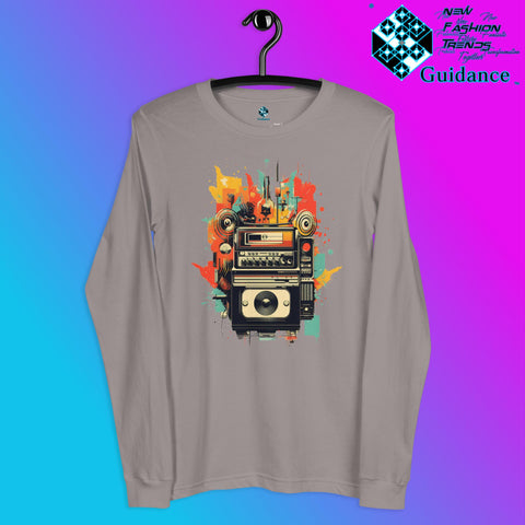 Vintage Echo Long Sleeve T-Shirt with Retro Camera Design by XGuidance Storm 7