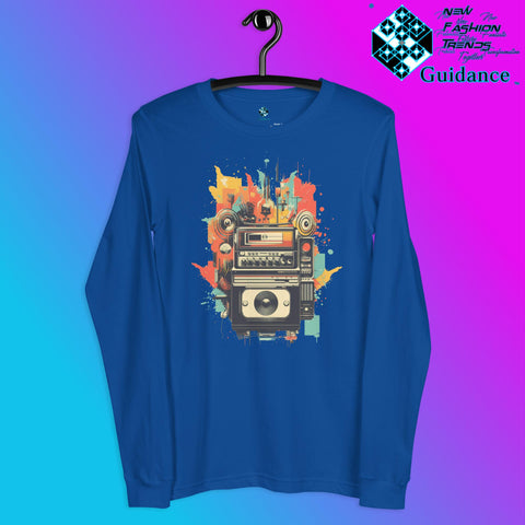 Vintage Echo Long Sleeve T-Shirt with Retro Camera Design by XGuidance True Royal 9