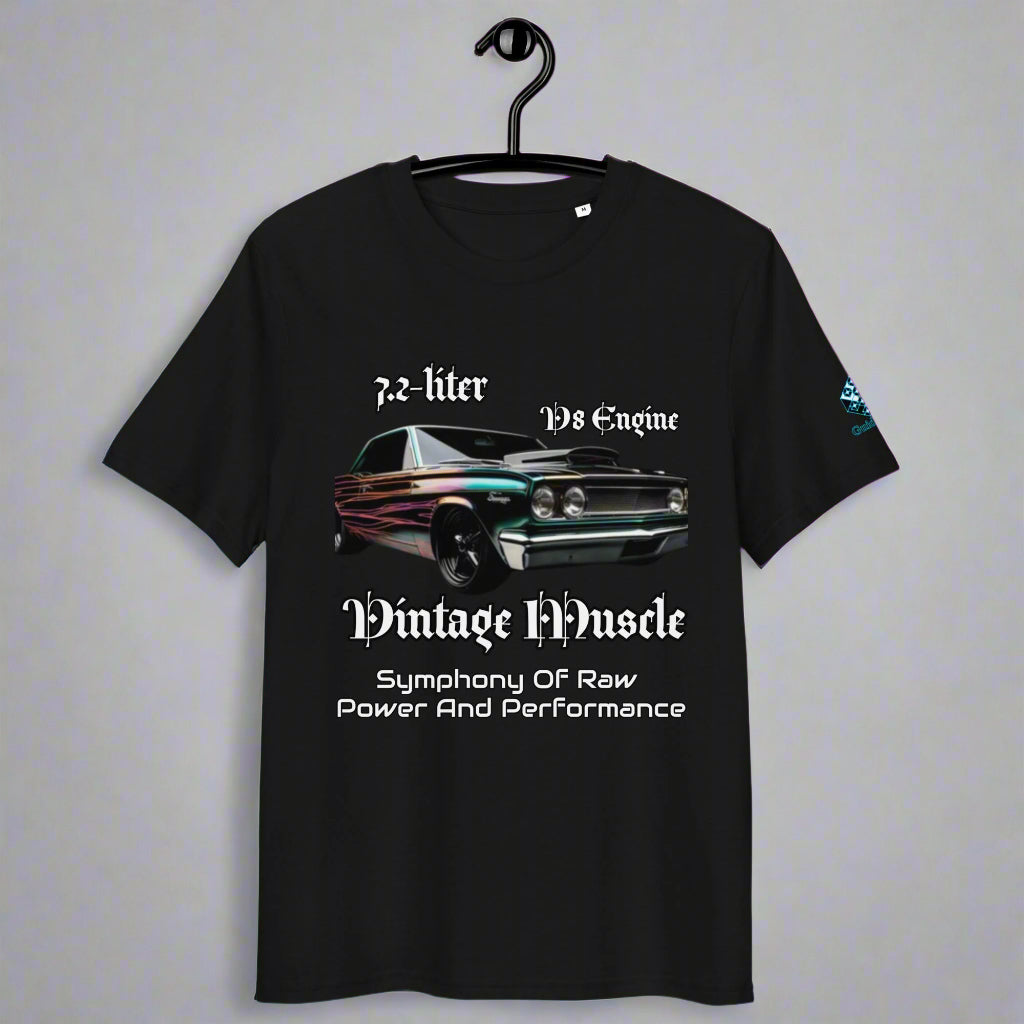 Vintage Muscle Car T-Shirt – 7.2L V8 Power & Style by XGuidance Black 1